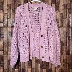 A New Day Purple Crochet Knit Cardigan A35